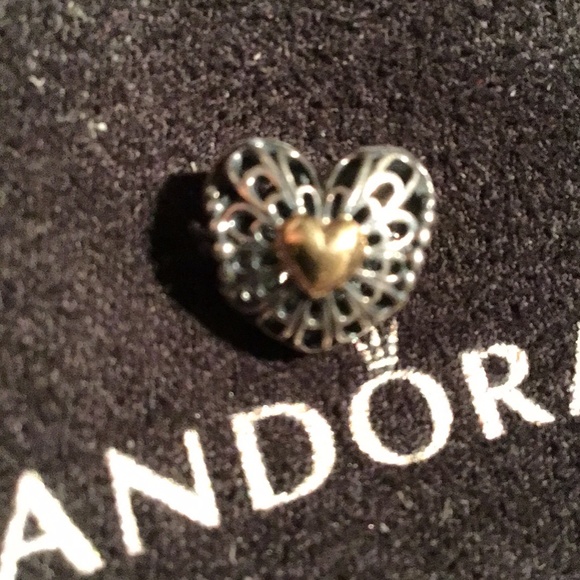 Pandora retired two tone heart charm Limited Editions - Picture 2 of 3